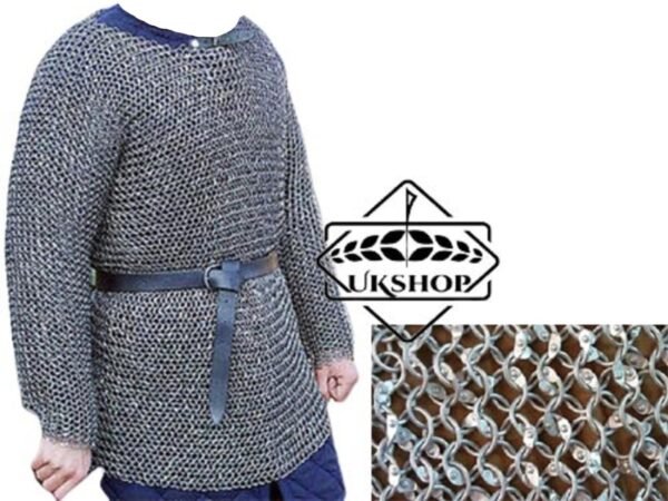 9MM Chainmail shirt, 9MM Round Riveted Chainmail Full Sleeves Shirt, Thanks giving gift