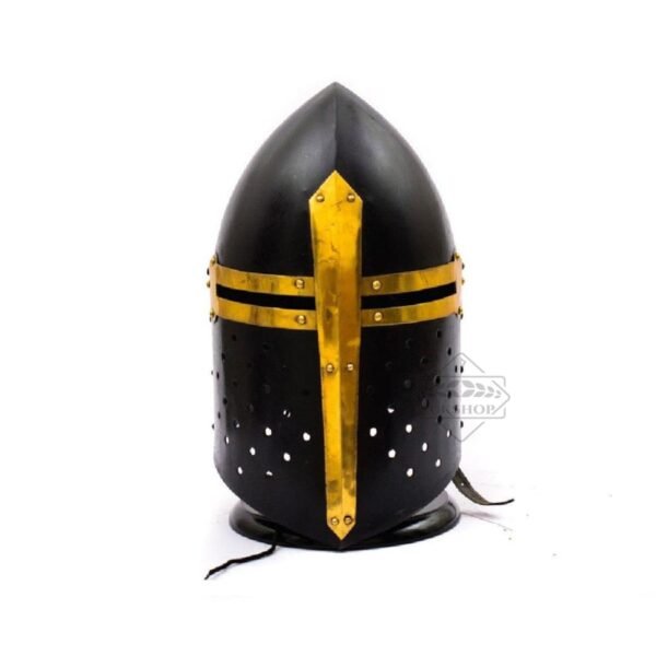 Medieval Armour Templar Knight Sugarloaf Black Finish Helmet, Thanks giving gift