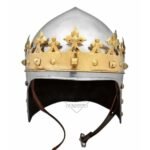 Medieval King Helmet Replica With Antique Crown Adjustable Leather Inner, Thanks giving gift