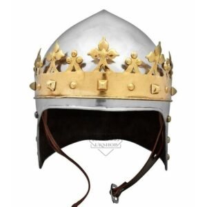 Medieval King Helmet Replica With Antique Crown Adjustable Leather Inner, Thanks giving gift