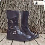 Medieval Fantasy High Field Shoes Three Buckled Boots 1 leather boots three buckle 1