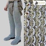 Chain mail Chausses 9mm Flat Ring Riveted with Solid Rings 1 legging alu flat ring rww