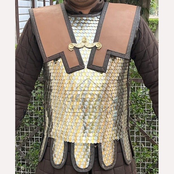lorica squamata 467 Roman Lorica Squamata, Scale Armor alternating brass and Tinned Coated 15x25 MM (Scale Armor) Double Pteruges, Thanks giving gift