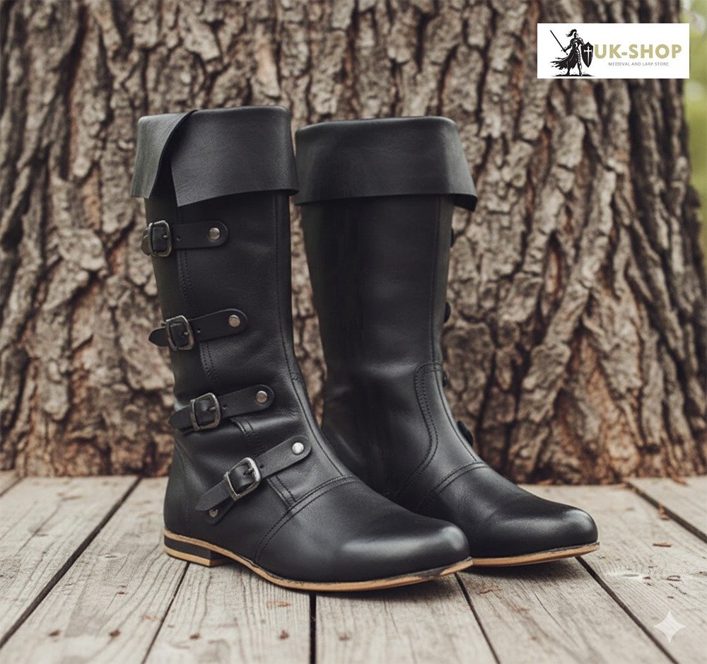 medieval boots 5 Buckle 1 Medieval High Leather Boots