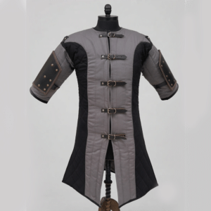 Medieval Gambeson Dark Gray with Black Free Leather Arm Guard