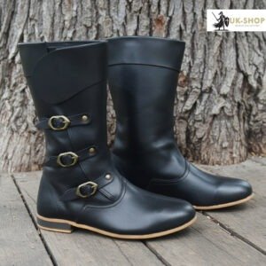 Medieval Black Leather Boots