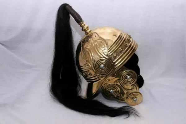 s l960 2 Celtic Montefortino Helmet with Black Plume