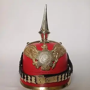 German Pickelhaube Helmet - Red Leather
