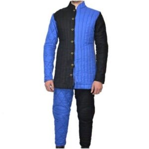 Medieval Gambeson With Legging Royal Blue with Black