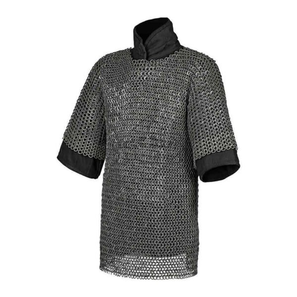 gray shirt 2 Chainmail Shirt 10MM Flat Ring Riveted with Solid Ring Aluminium Dark Gray