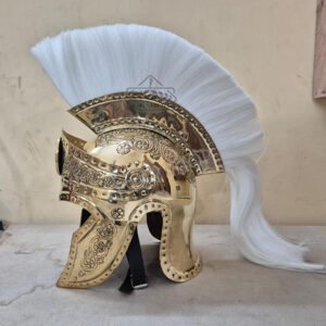 Roman Praetorian Helmet - Brass with White Crest