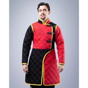 Medieval Long Gambeson - Black & Red