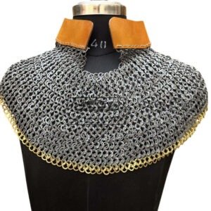 Chainmail Aventail 9mm Flat Riveted Ring Solid Rings with Brass Trim