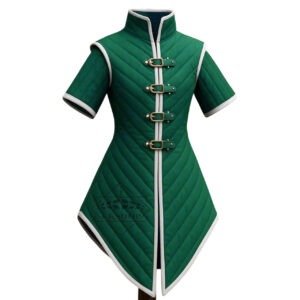 Medieval Gambeson Green with White Trim