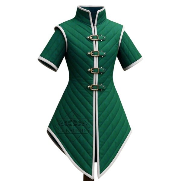 ng2 Medieval Gambeson Green with White Trim
