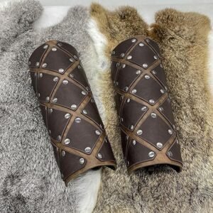 Medieval Leather Bracers A Pair of Leather Arm Guard - Brown