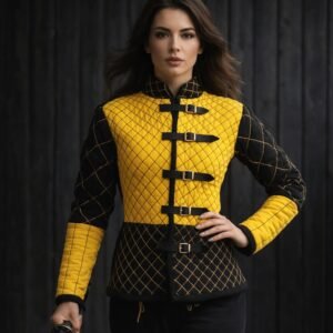 Medieval Gambeson Yellow & Black Padded Armor