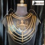 Black Octopus Medieval Gorget  18 Gauge Steel Neck Armor For Ren Faire
