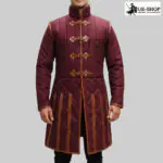 Medieval Gambeson With Brown Leather Trim