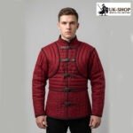 Medieval Gambeson Padded Armor Red with Black Trim