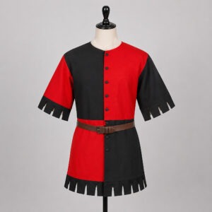 Medieval Cotton Tabard Black with Red Color