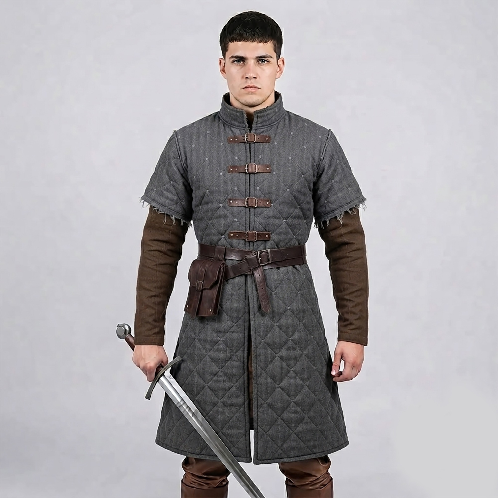 dark gray-gambeson (1) dark gray gambeson 1 Medieval Padded Gambeson Dark Gray for Viking & Renfaire Costume